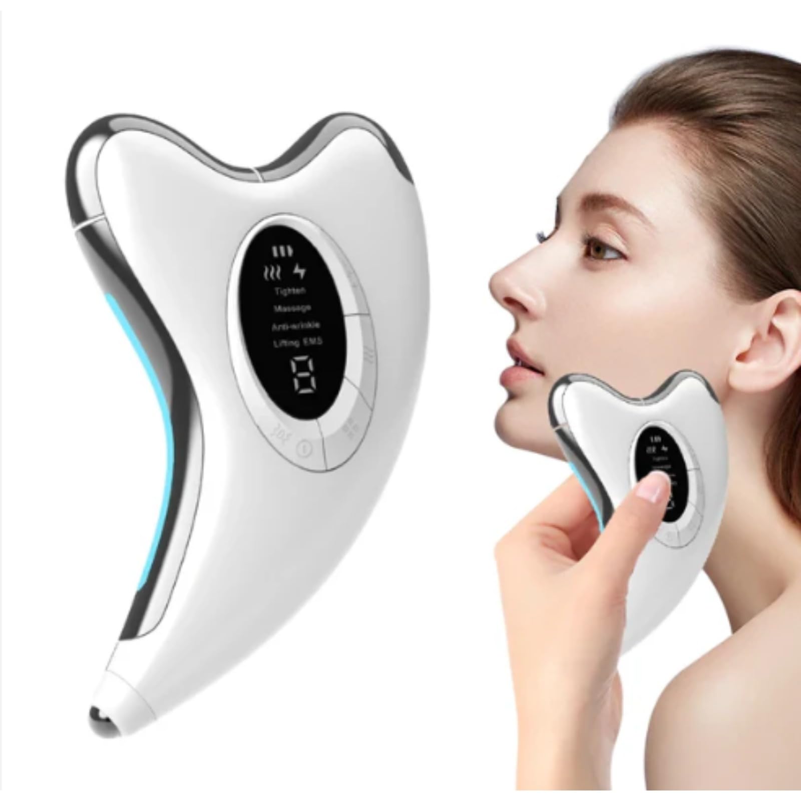 Korons Masajeador Facial,Electric Face Massager with Heat & Vibration,Herramienta De Estiramiento Y Levantamiento De La Piel Antienvejecimiento Para Cara Y Cuello.