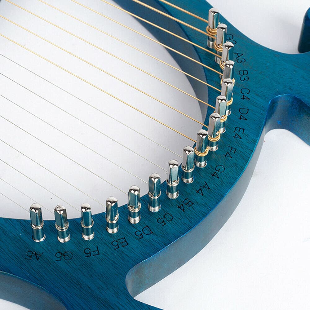 Lyre Harfe - Arpa de 16 cuerdas metálicas de caoba con llave de afinación, instrumento vintage para amantes de la música principiantes (ciervo azul)