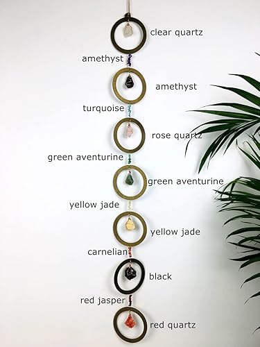 Miniatura 7 de 7 piedras crudas de chakras, adorno colgante de campanilla de viento, piedras preciosas de cristal curativo, decoración de pared colgante de reiki