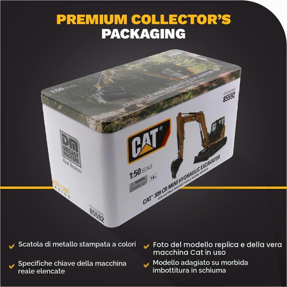 Diecast Masters 85592 - Escavatore Caterpillar 309 CR Mini Hex, Scala 1:50, Circa 11,9 x 4,9 x 5,2 cm, dai 14 Anni in su