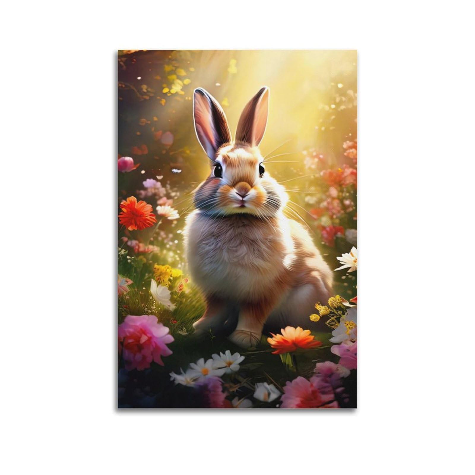 CXHJCA Animal Poster Rabbits in The Meadow Poster Decorative Painting Canvas Wall Posters And Art Picture Print Modern Family Bedroom Decor Posters 24x36inch(60x90cm)