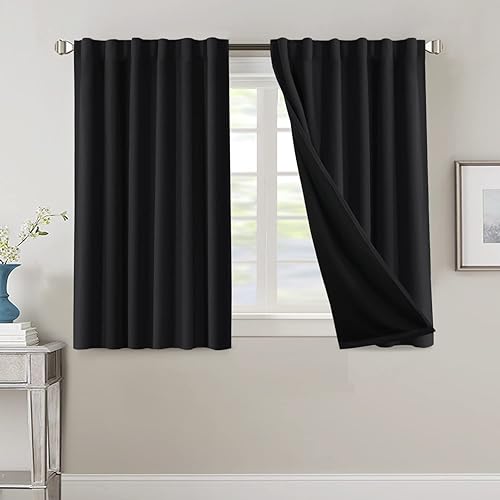Miniatura 66 de H.VERSAILTEX Cortinas 100% opacas para dormitorio con forro negro, cortina de oscurecimiento de habitación completa de 84 pulgadas de largo, con