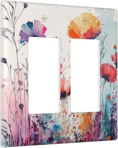 Miniatura 111 de Cubiertas de salida iridiscentes abstractas coloridas nubes dúplex de 1 cuadrilla, placa de cubierta de interruptor de luz arco iris, placas