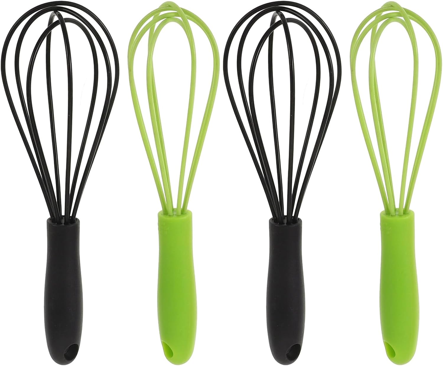 Generic 4pcs Mini Silicone Whisks with Stainless Steel Handles for Cooking and Baking Multipurpose Egg Beater and Milk Frother Compact Wire Whisk for Blending Whisking and Stirring Batches