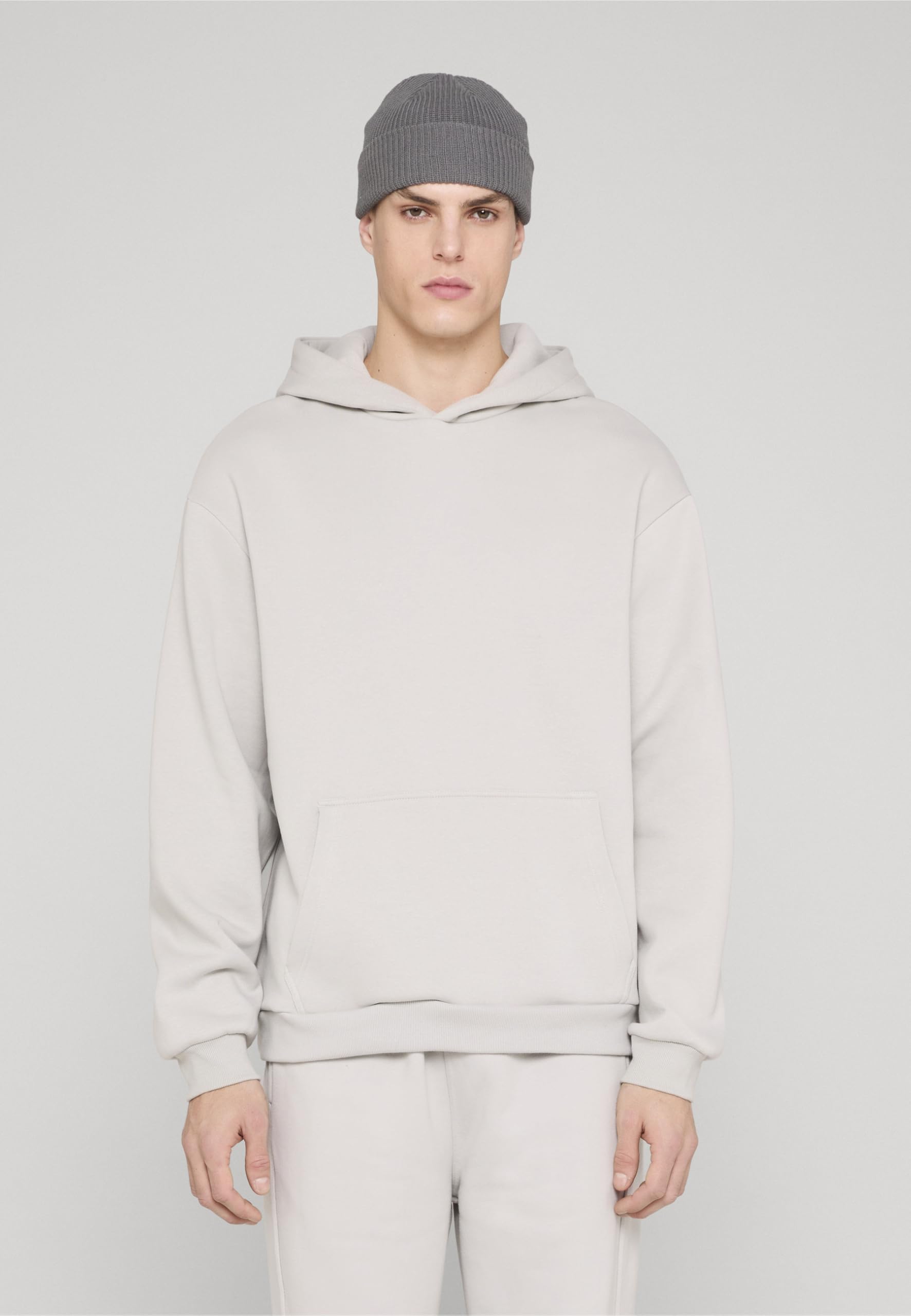 Urban Classics Męska bluza z kapturem Fluffy Hoody, luźna bluza z kapturem dla mężczyzn, oversize fit, rozmiary S-5XL, Lightassphalt, L