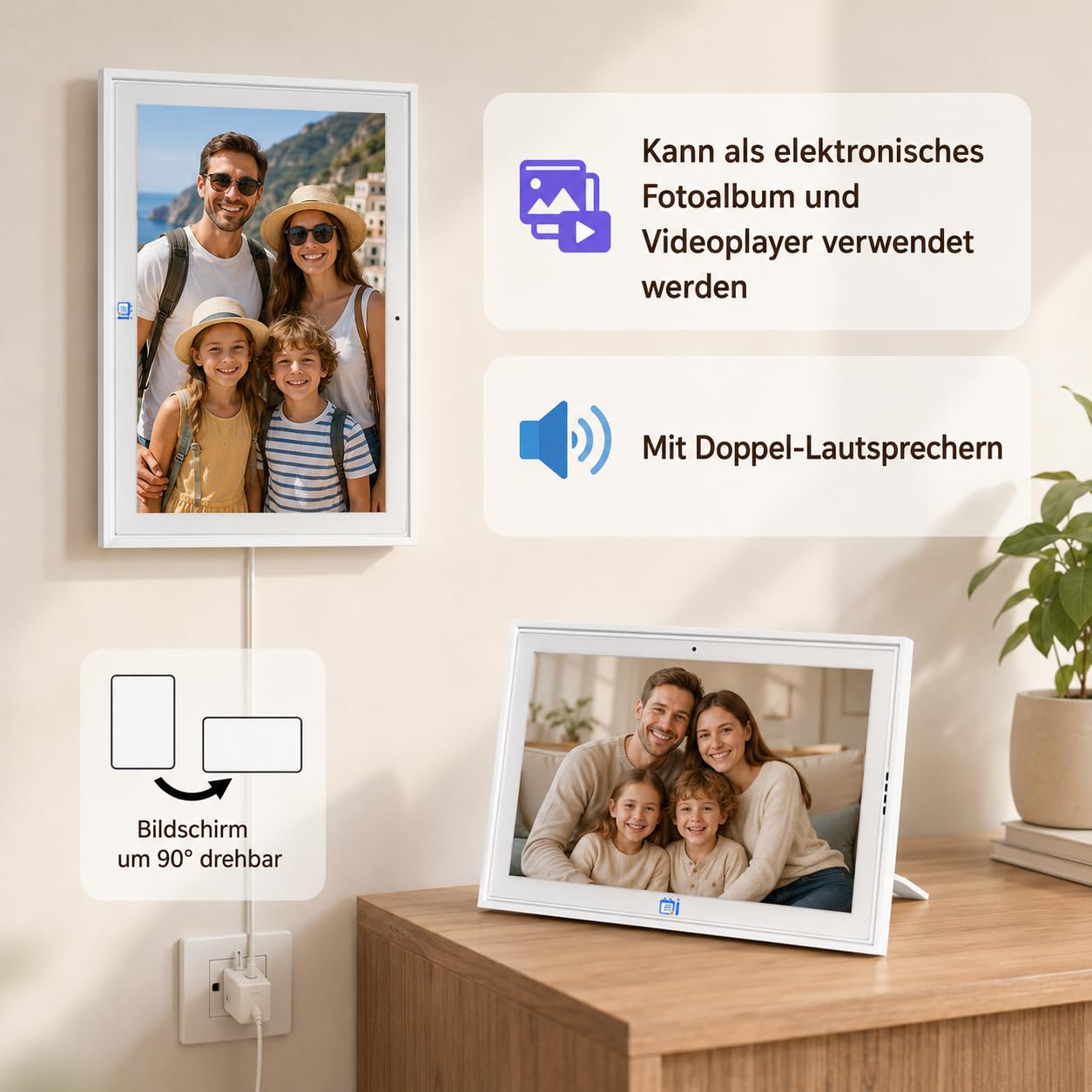 Digitaler Kalender, 10,1" Elektronischer Wandkalender, Intelligenter Digitaler Familienplaner, Belohnungen für Erreichte Ziele und Essensplaner, 1920 * 1080 Touchscreen