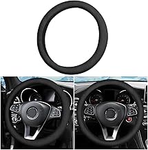 JNNJ Car Steering Wheel Cover, Car Steering Wheel Cover Made of Silicone, Non-Slip Steering Wheel Cover, Breathable Steering Wheel Cover, Elastic Non-Slip Steering Wheel Cover (Black)