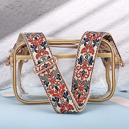Image of Flower Purse Strap Replacement Embroidery Crossbody Shoulder Strap for Handbag Canvas Purse Extender Accessories