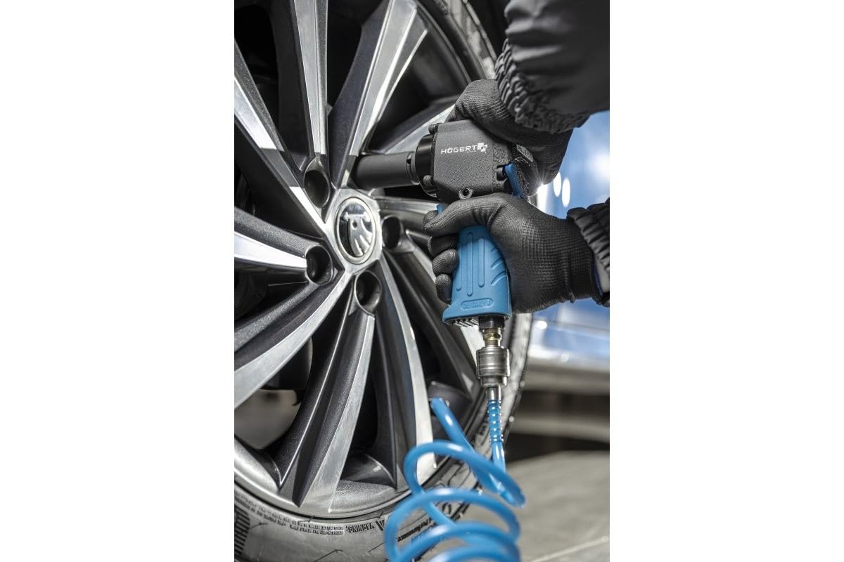 Högert Technik – Chiave ad aria ultra corta 1/2" JUMBO Drive - Velocità di rotazione 10.000 giri/min - Coppia di funzionamento fino a 680 Nm - Avvitatore pneumatico compatto ultra corto - HT4R626