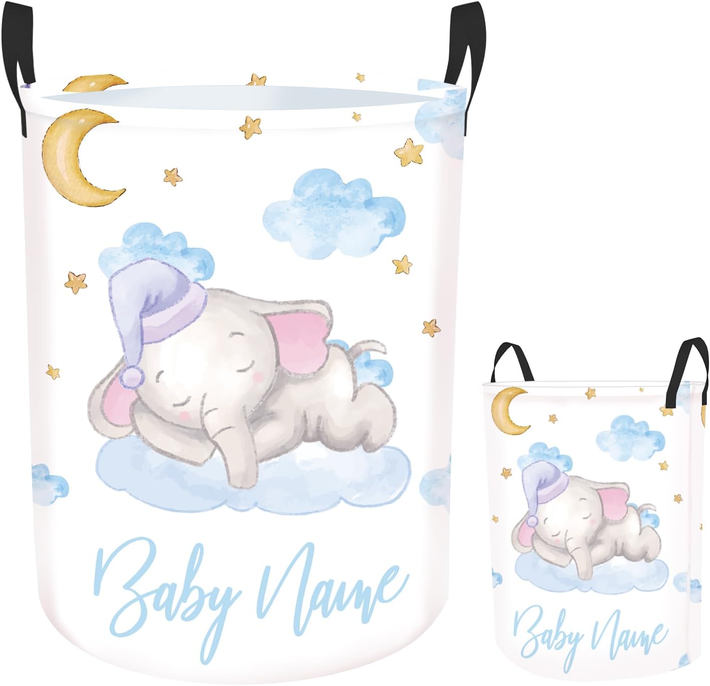 Rucekia Custom Elephant Laundry Basket for Kids