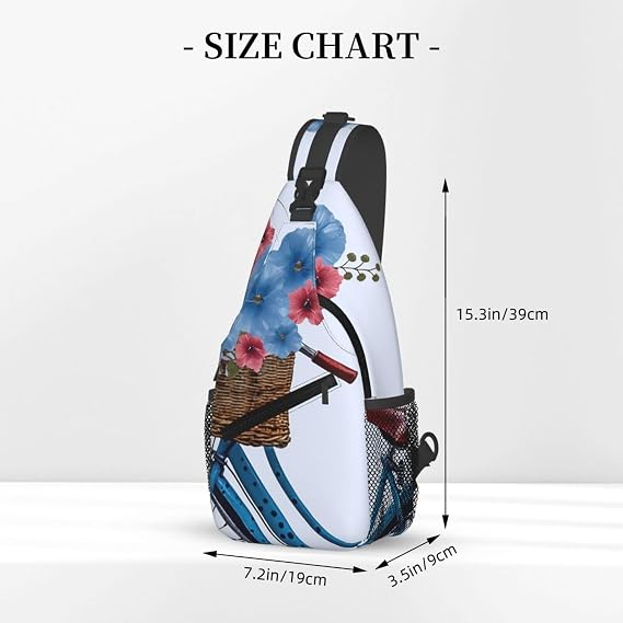 Blue Bicycle Flower Sling Bag Backpack For Men Cross Chest Bag Crossbody Shoulder Bag Travel Hiking Daypack
