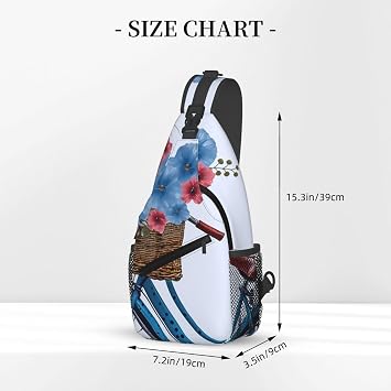 Blue Bicycle Flower Sling Bag Backpack For Men Cross Chest Bag Crossbody Shoulder Bag Travel Hiking Daypack