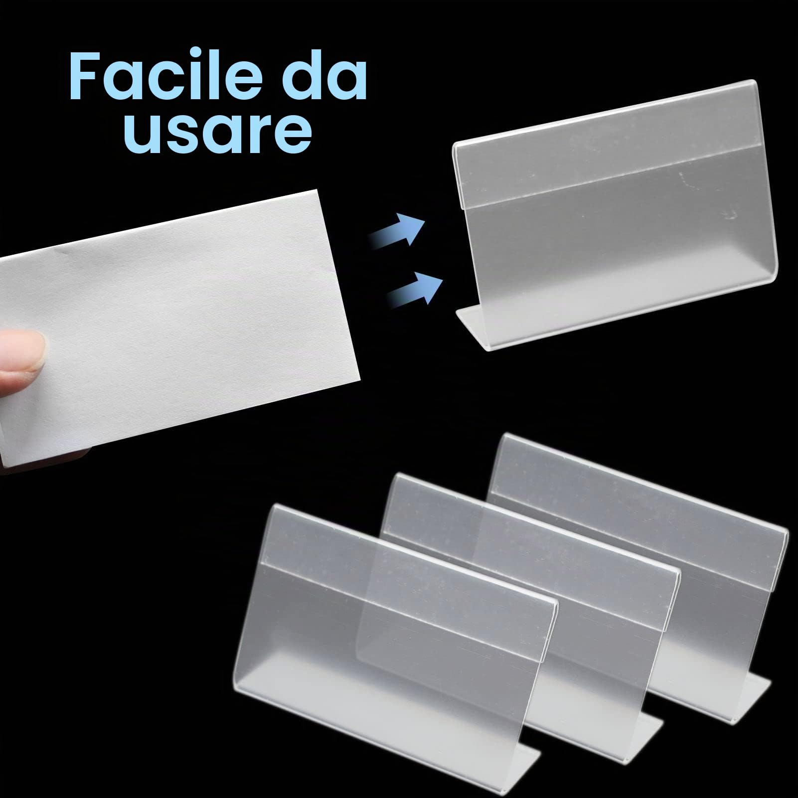 Porta Etichette Trasparente 30 Pezzi Supporti a Forma di L per Visualizzare i Prezzi (8 x 5,2 cm)