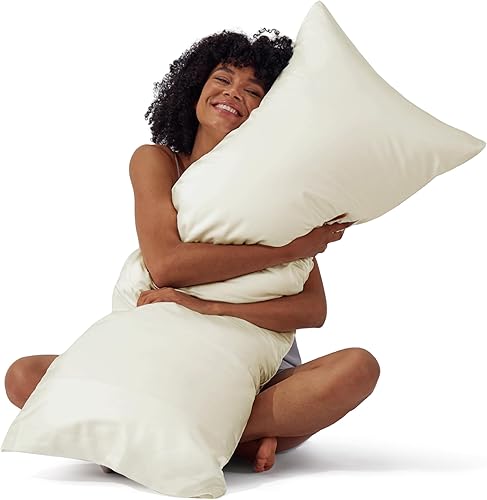 Vista 39 de Bedsure - Juego de fundas de almohada de satén tamaño king, 2 unidades - Fundas de almohada gris plateado para cabello y piel con cierre de sobre