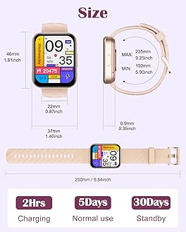RUIMEN Smart Watches for Women Men (Answer/Make Calls) Compatible with iPhone/Android Phones, 1.85" HD Screen Fitness Tracker Heart Rate Monitor 100+ Sports Tracker Watch Waterproof (Pink)