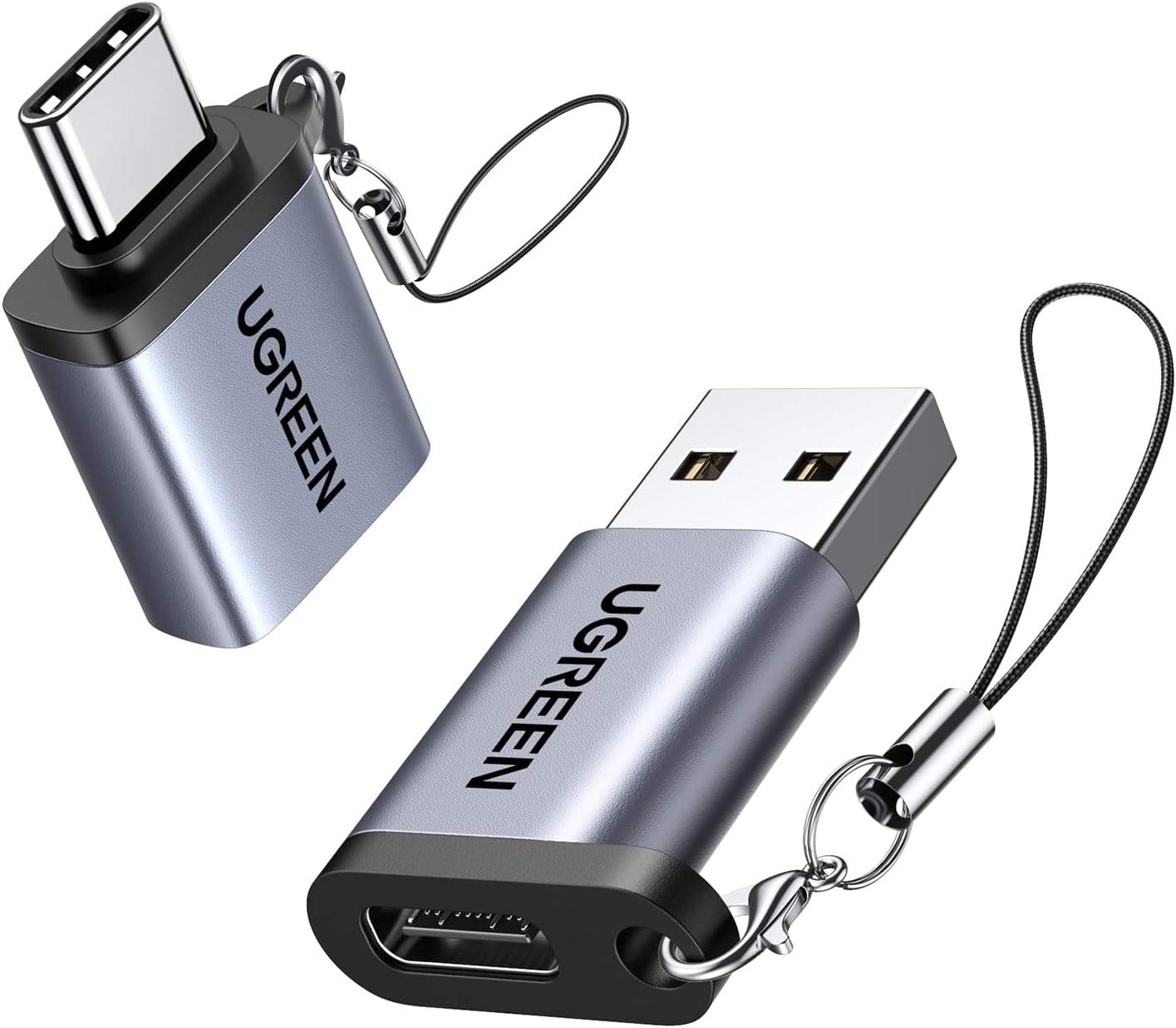 UGREEN USB to USB C Adapter C Male to 3.2 Female Charger 2 Pack, 10Gbps Female to Male OTG Adapter for iPhone 17 Series, MacBook Air, iPad, Samsung Galaxy S25 Ultra