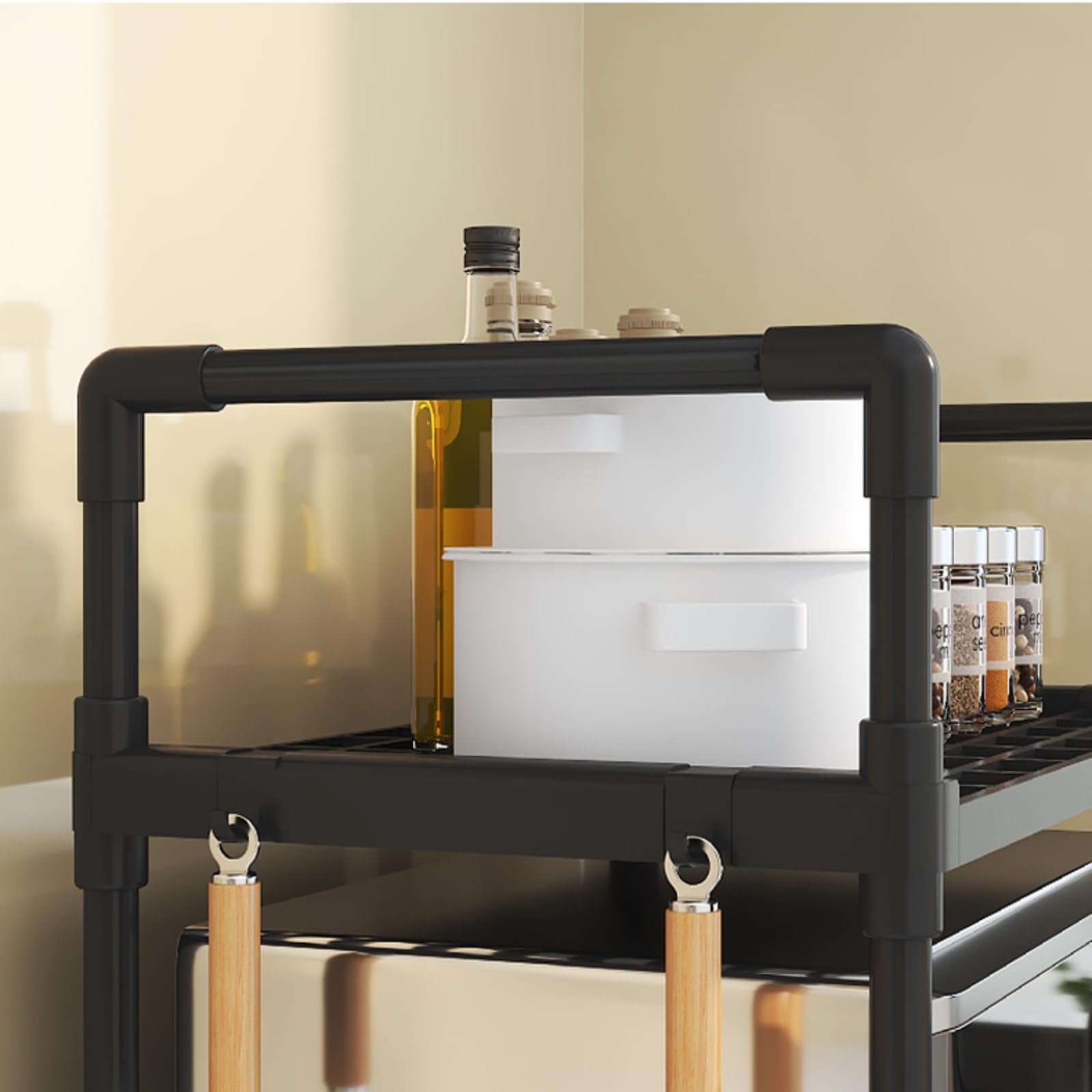 Allungabile Mensola Microonde,Salvaspazio Supporto Per Forno A Microonde,griglia Per Forno,Scaffale Cucina Con Ganci,Mensola Cucina Per Mettere Piatti E Ciotole (Nero)