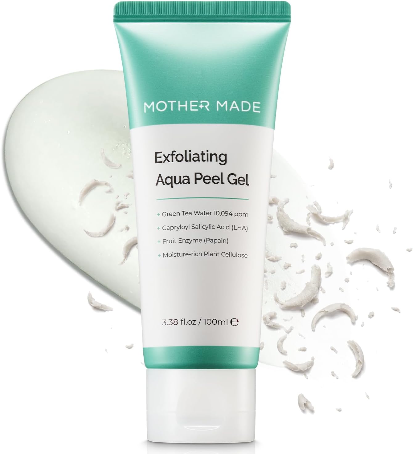 LHA Green Tea Exfoliating Aqua Peel Gel, Deep Pore Face Exfoliant, Gentle Facial Exfoliator, Dead Skin Remover, Natural Cellulose for Peeling, Vegan, Korean Skincare (100ml / 3.38 fl.oz)