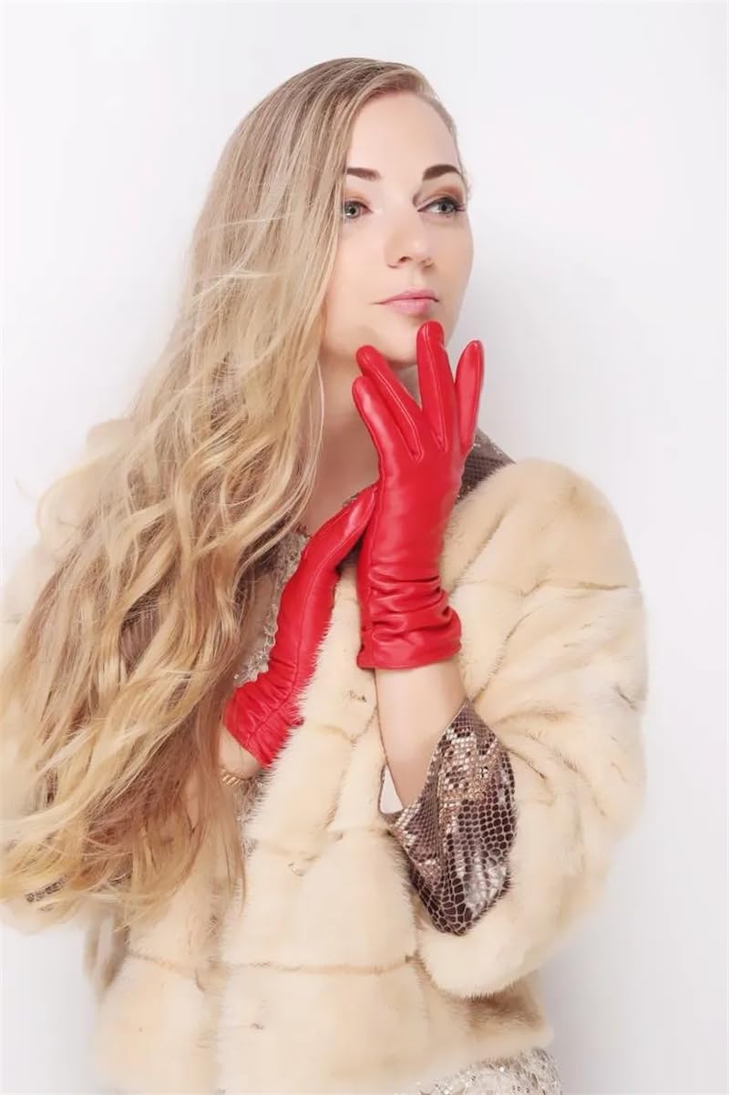 Dninmim Guanti in pelle invernali da donna guanti corti in pelle guanti invernali da polso in pelle