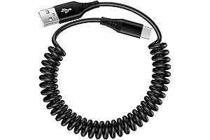 USB to USB C Cable Coiled 3FT Car Charger Cord for iPhone 15