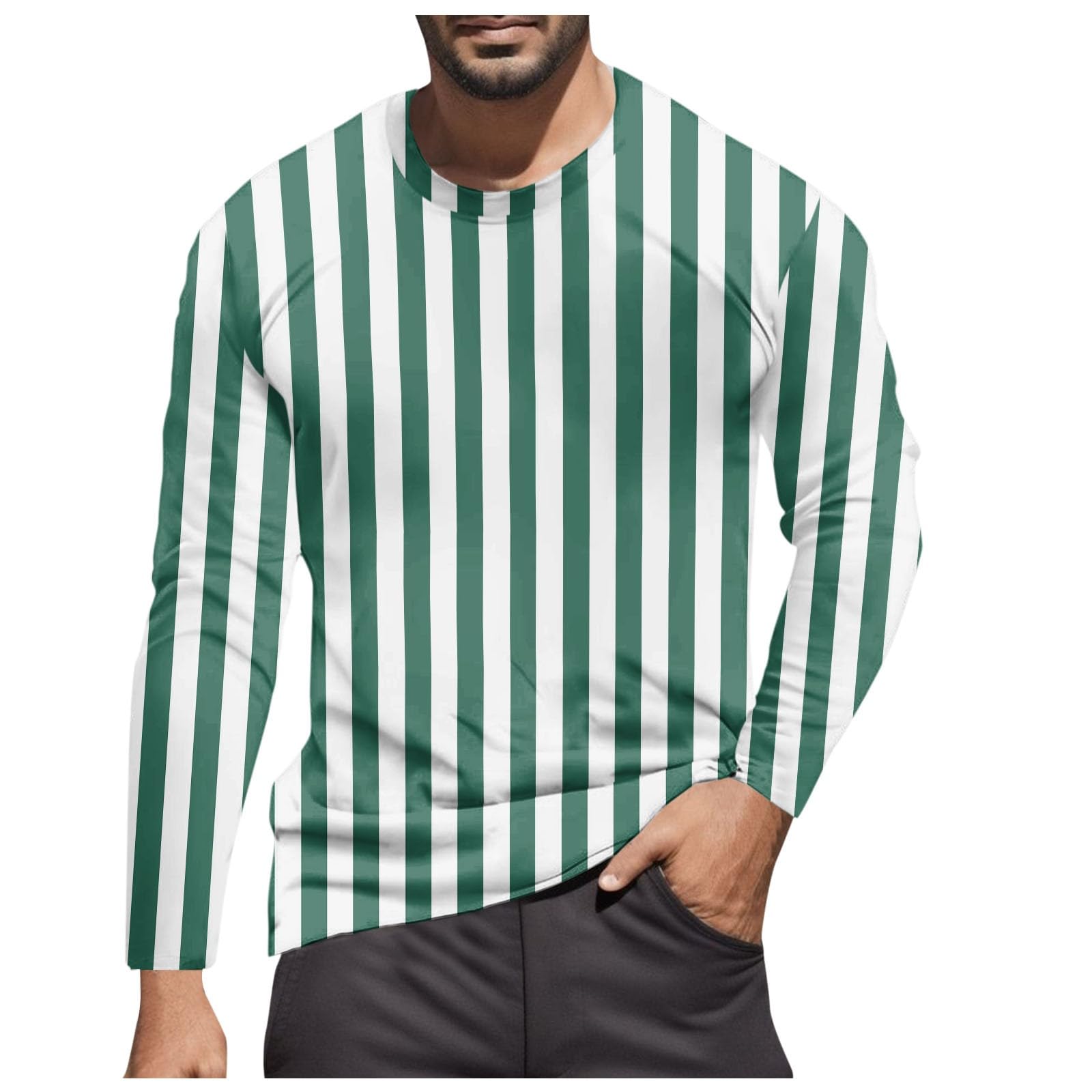 Striped Shirt Men Women Red-White Long Sleeve Shirt Carnival Long Sleeve T-Shirt Horizontal Stripes Vertical Stripes Wide Stripes Fine Stripes Crew Neck Casual Top Striped Shirt Carnival Costumes