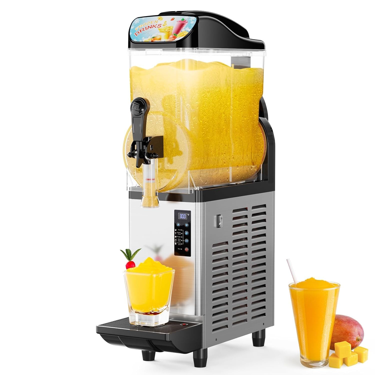 Macchina Professionale per Granite da 15 Litri (4 Galloni) - Non Necessita di Ghiaccio, 5 Programmi Preimpostati per Margarita, Cocktail, Frullati, Frappé E Milkshake - Perfetta per Feste Ed