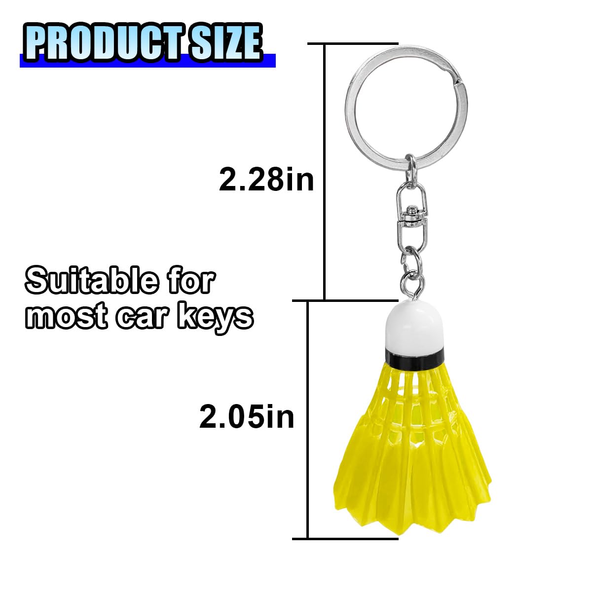 Mini Badminton Car Key Chain Personalized Auto Key Fob Keychain Holder Key Ring Decoration Accessories for Women Men — view 2