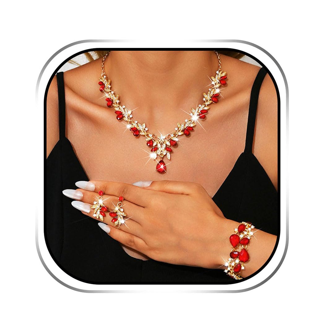 Sixexey Set di gioielli da sposa in cristallo con strass per il collo, accessori per le donne