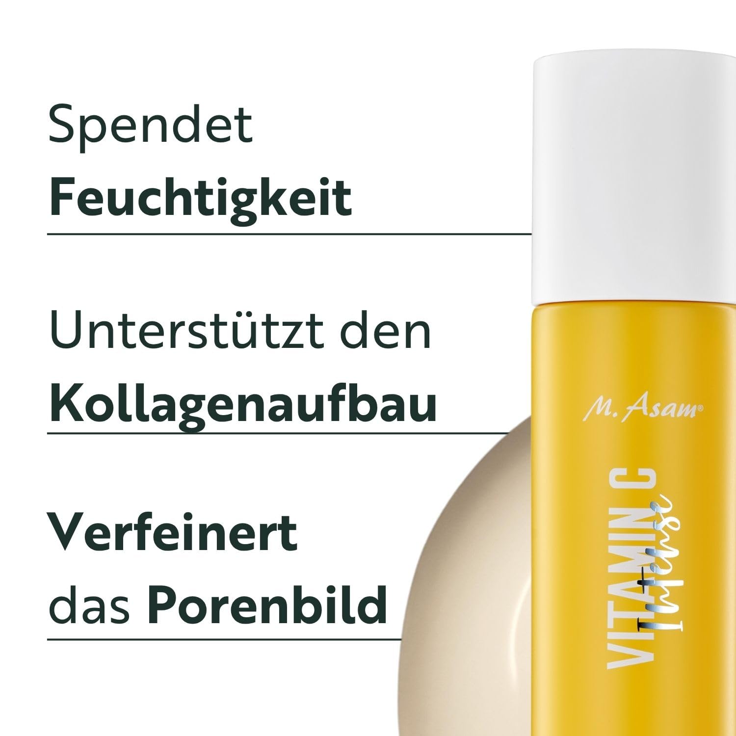 M. Asam Vitamin C Intense 10% Serum (100ml) | Vitamin C Hochdosiert, Anti-Aging Serum Für Strahlenden Glow, Gesichtspflege Für Ebenmäßigen Teint, Spendet Feuchtigkeit