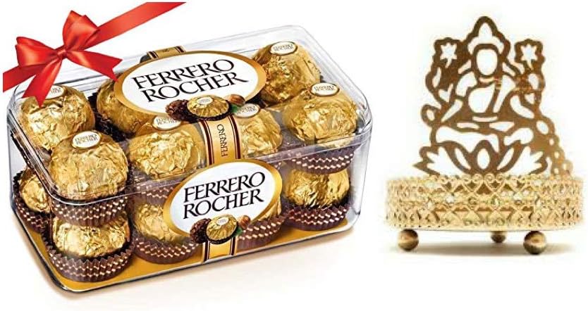 Vending India Gift Hamper - Ferrero Rocher 16 Pieces with (Lakshmi Ma Shadow Diya stand)