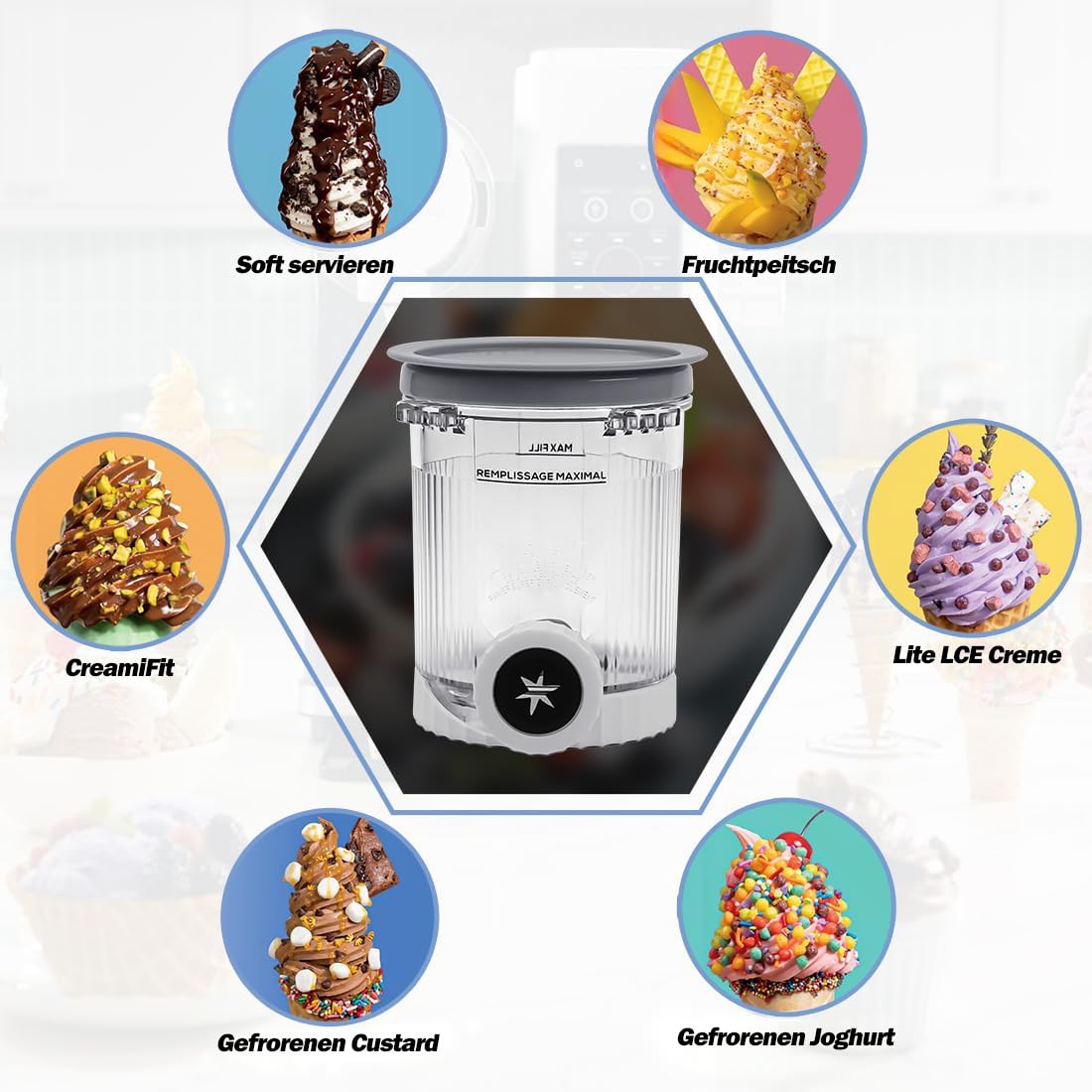 Zweierset Becher im Pint-Format als Ersatz für Ninja Swirl Eismaschinen & Soft-Serve-Maschinen, 473 ml Creami Swirl Becher mit Deckeln, kompatibel mit NC700, NC701 Serie (2 Stück, Grau, N7)