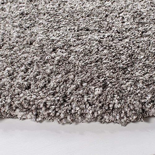 Image of Solid Fluffy Rugs and Carpet for Hall and Drawing Room 5x5 Square Silver Color