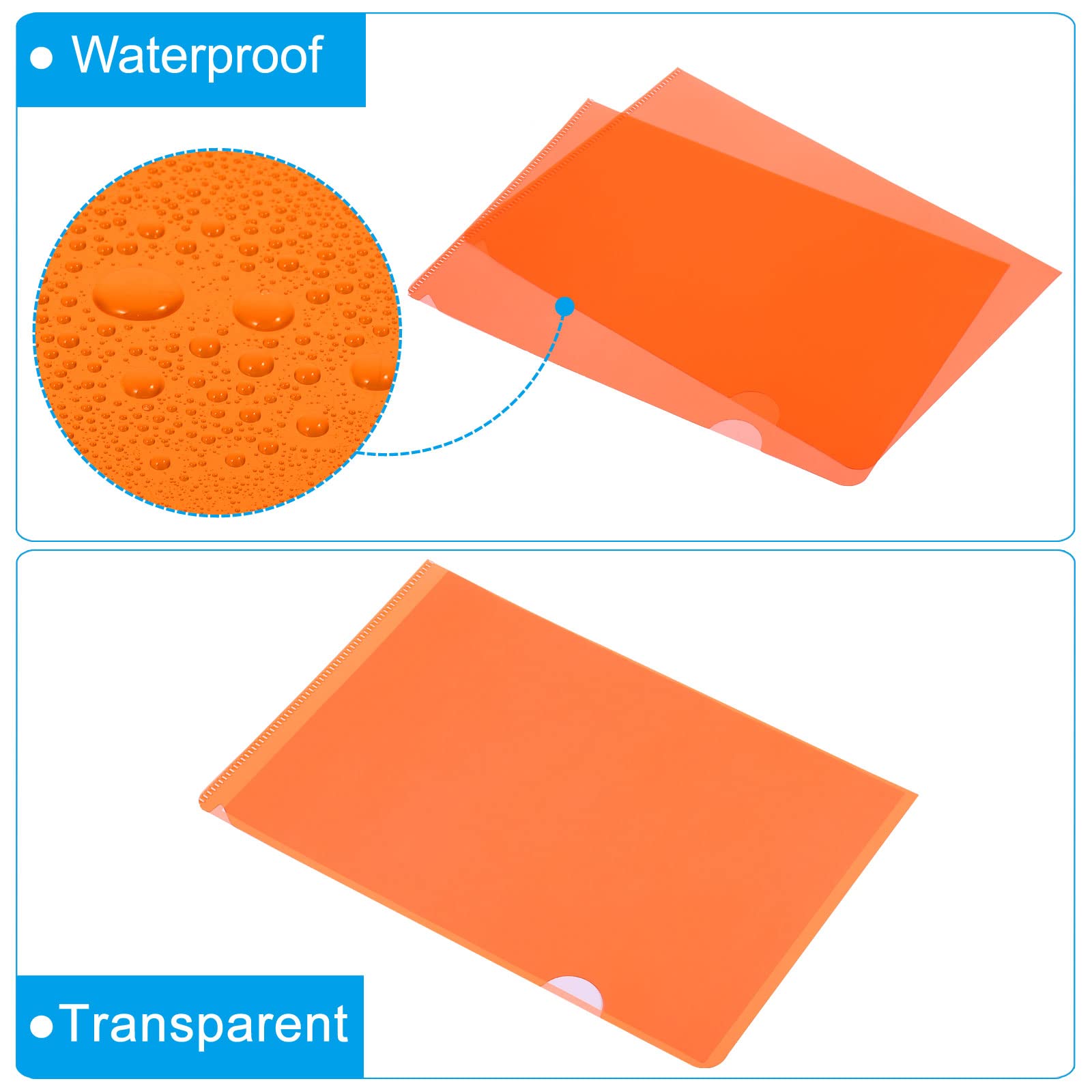 PATIKIL L Type Folders 24 Pack 8.9 x 6.3 inches A5 Plastic Clear Document Folder File Jacket Sleeves Project Pockets, Orange - Image 4