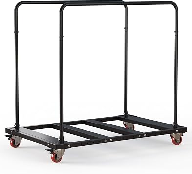 INNOVART Heavy Duty Folding Table Cart, 10-Tables Capacity Black Rolling Table Cart for 60 Round & Oblong Tables, Metal Frame Locking Casters, Ideal for Commercial Event Hotel Party Furniture