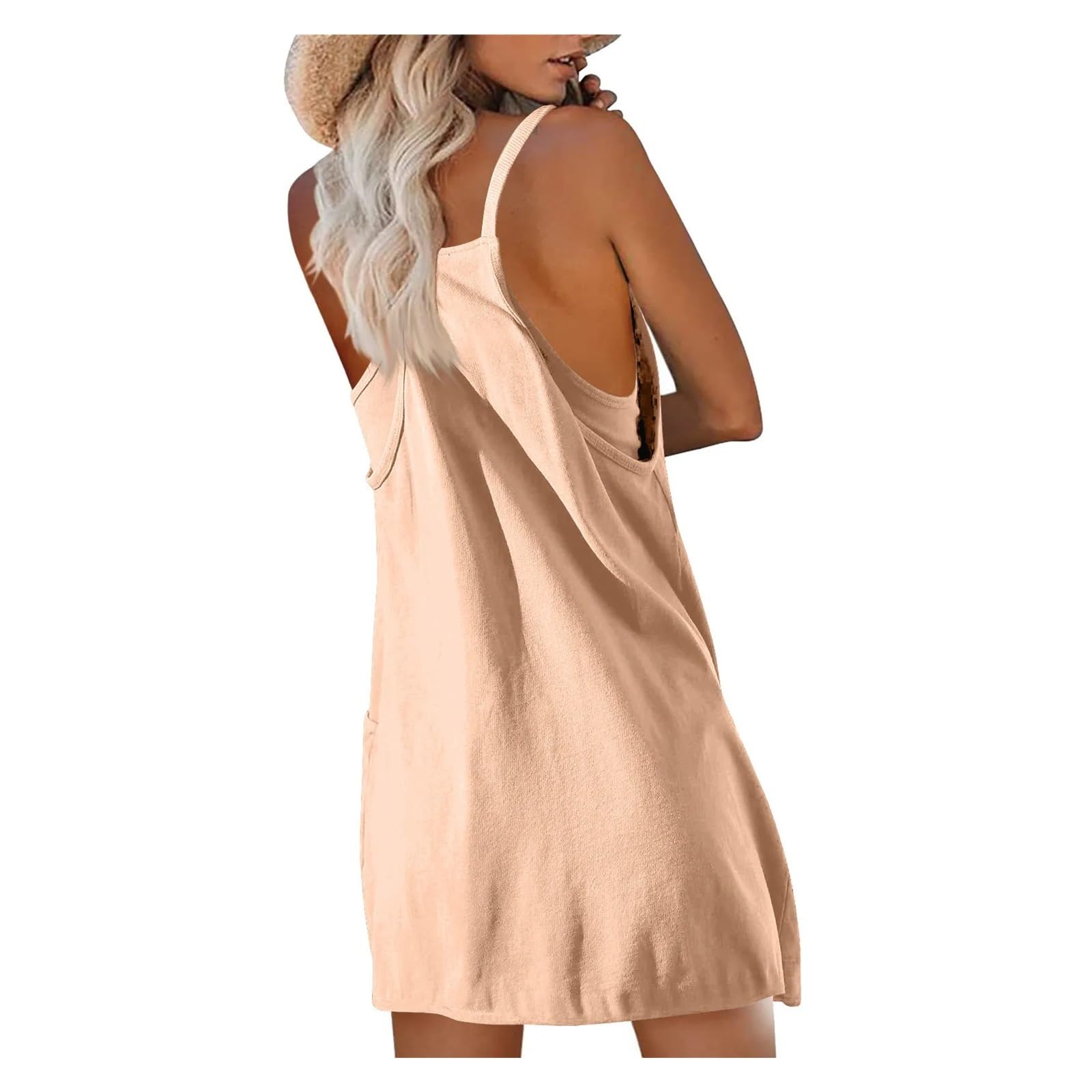 Vestido Deportivo Vestido Deportivo Informal de Tenis for Mujer, Vestido Entrenamiento con Pantalones Cortos, sin Mangas, Tirantes, for Golf y Atletismo Vestido Padel Mujer(Pink,L)