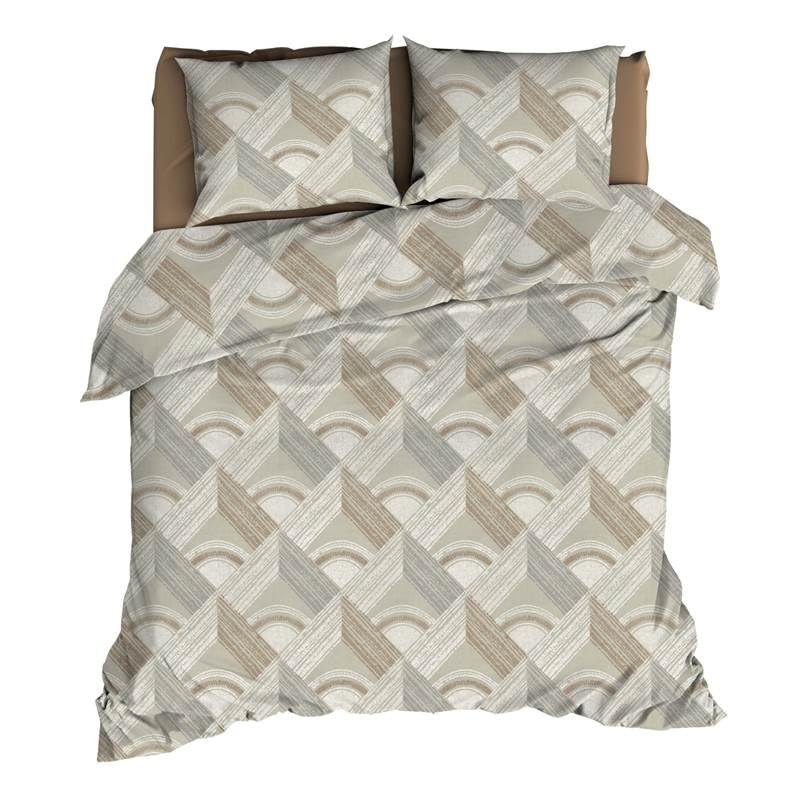 Housse de couette gris et beige 200x200 cm en coton pour chambre cocooning