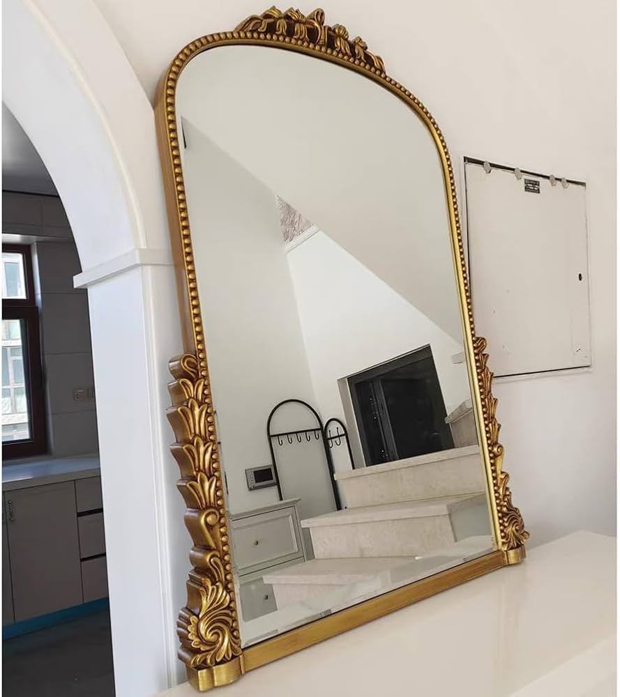 Amazon.co.jp: アーチ型壁ミラー、ビーズフレーム化粧鏡、バロック復古