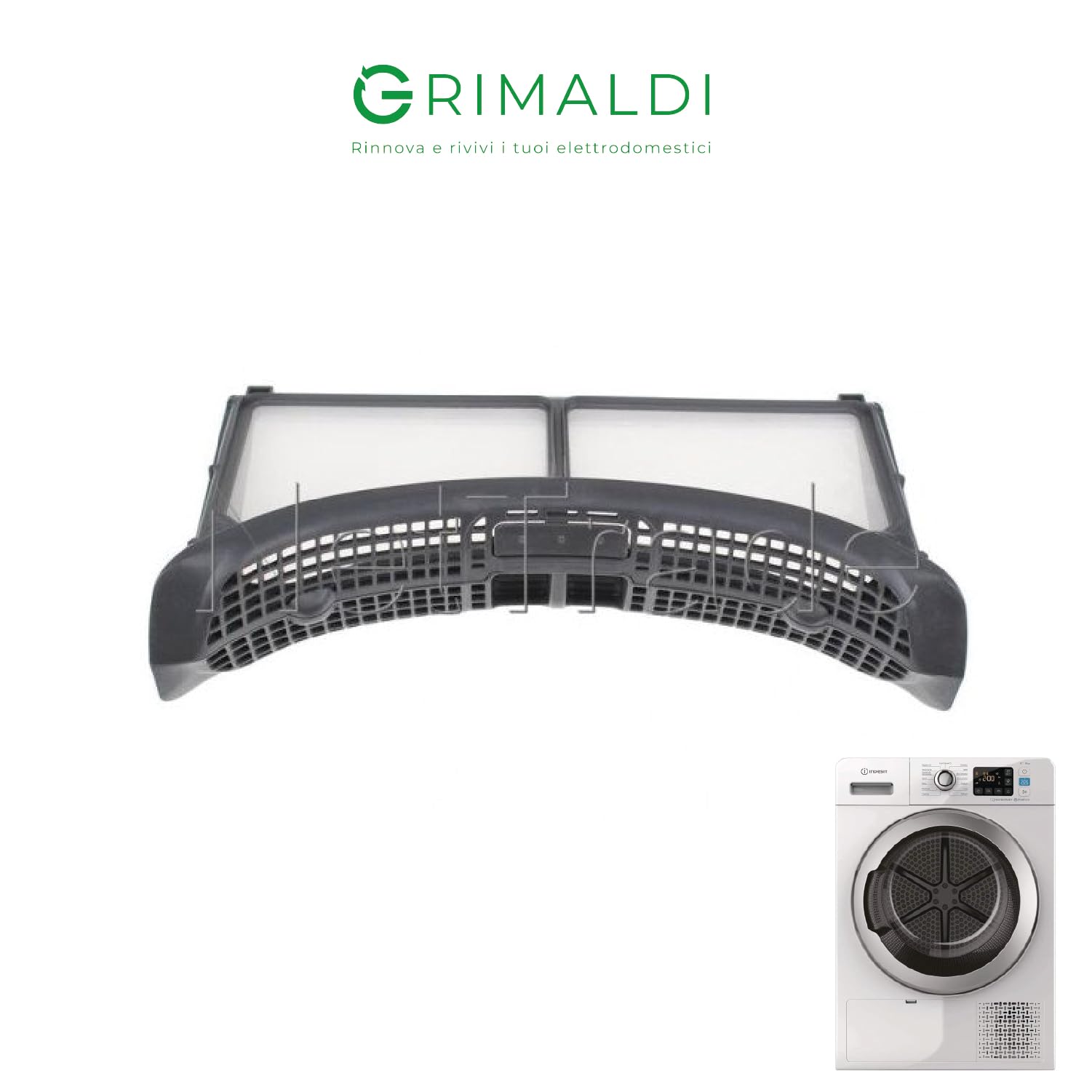 G GRIMALDI Filtro Scarico Lanugine Asciugatrice Compatibile Ariston Indesit Hotpoint C00685400, 310×165×67 mm, Ricambio Interno Raccolta Filacci