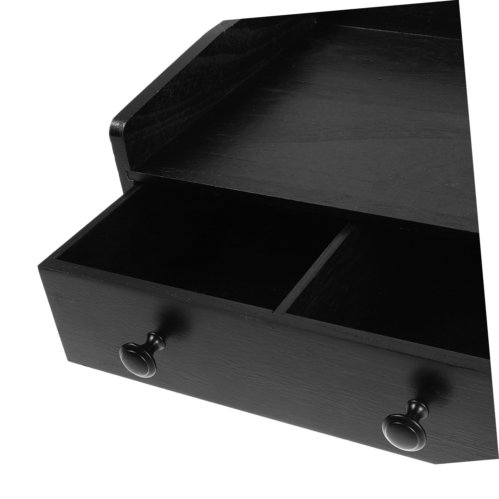 ABOOFAN Cassetto Porta-Tè e Caffè in Legno, Organizer da Tavolo Minimalista Nero, Grande Capacità Scomparti per Bustine e Capsule