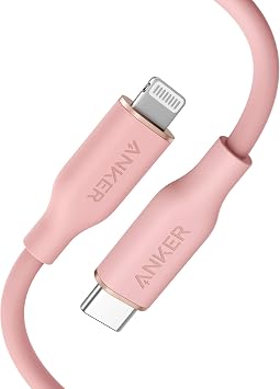 Anker PowerLine III Flow, USB C to Lightning Cable for iPhone 13 13 Pro 12 11 X XS XR 8 Plus [MFi Certified, 3ft, Coral Pink] Supports Power Delivery, Silicone Cable (Charger Not Included)
