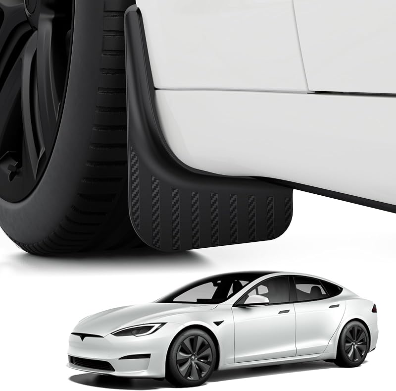 BASENOR Mud Flaps for 2021-2026 Tesla Model S 2021-2025 Model S Plaid | Splash Guards, No Drilling No Tape, 10X Stronger, All Weather Tire Protector Mudflaps for Model S Exterior Accessorie