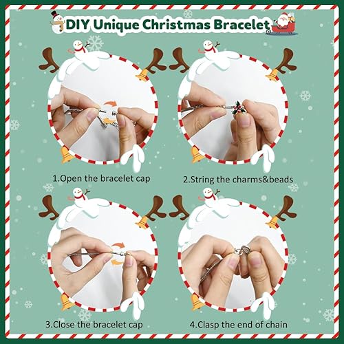 Miniatura 3 de Pulseras de calendario de Adviento de Navidad, calendario de cuenta regresiva de 24 días de Navidad, kit de fabricación de joyas, regalo con 22