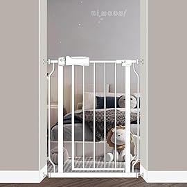 Fairy Baby Narrow Baby Gate 27 Inch to 29 Inch Wide, Small Auto Close Walk Through Safety Gates Pressure Mounted for Stairs Doorways Kids or Pets,White
