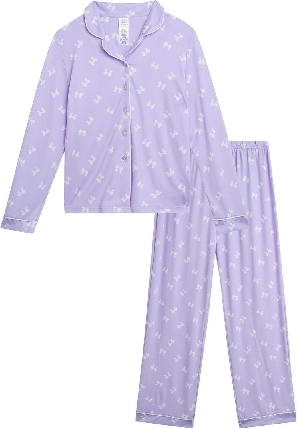 Rene Rofe Girls Pajamas Set - 2 Piece Long Sleeve Button Down Pajama Shirt and Pants - Matching Sleepwear PJs for Girls