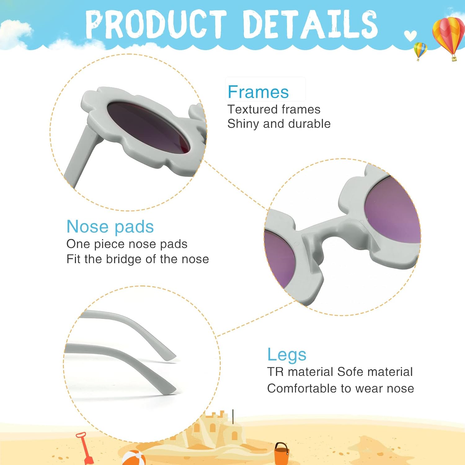 24 Pairs Kids Round Flower Sunglasses Bulk Flower Shaped Baby Cute Sunglasses Colorful Toddler Glasses Beach Eyewear - Image 2