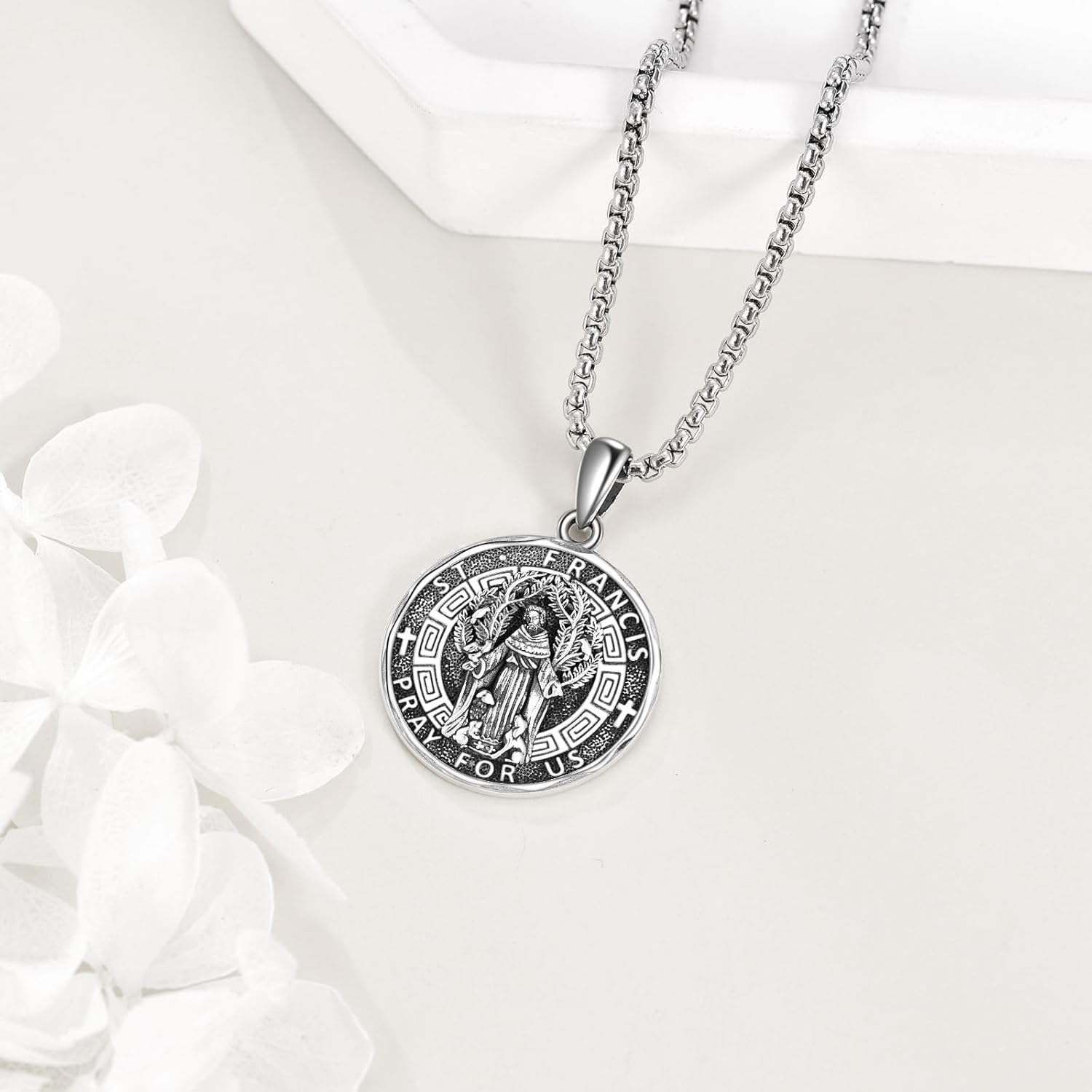 YFN Patron Saint Necklace Sterling Silver Amulet Medal Pendant Religious Protector Jewelry Gifts for Women Men - Image 2