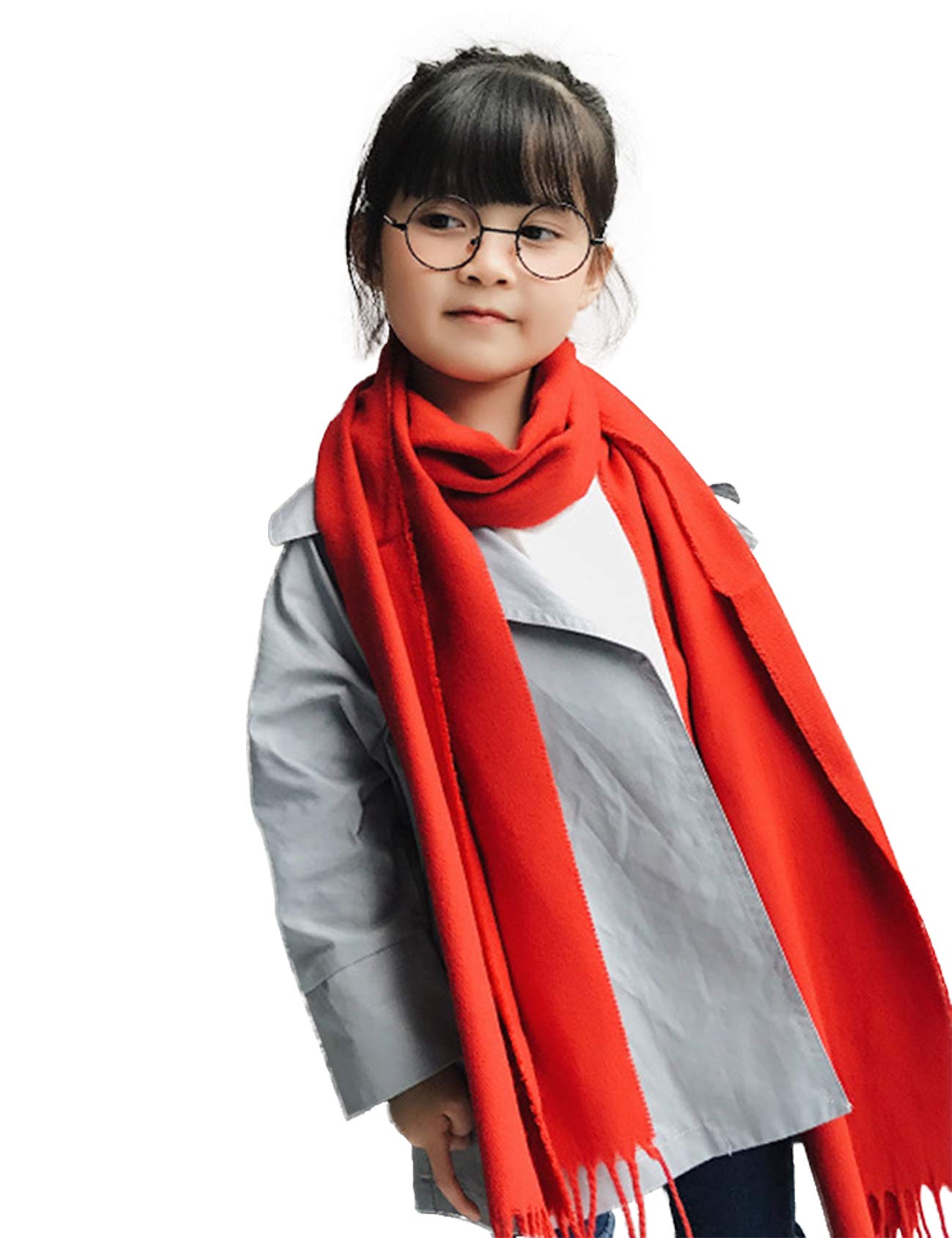 Jueshanzj Children's Imitated Cashmere Fabric Scarves Red One Size(63X13inch)