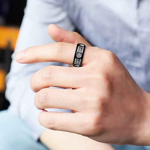 Miniatura 4 de FLYUN Anillos vikingos nórdicos para hombre, anillo de acero inoxidable negro con runas celtas