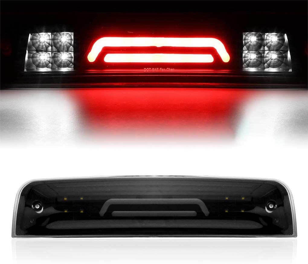 High Mount 3rd Third Brake Light for 2009-2018 Dodge Ram 1500/2010-2018 Dodge Ram 2500 3500 Smoke Lens LED Tail Brake/Cargo Light