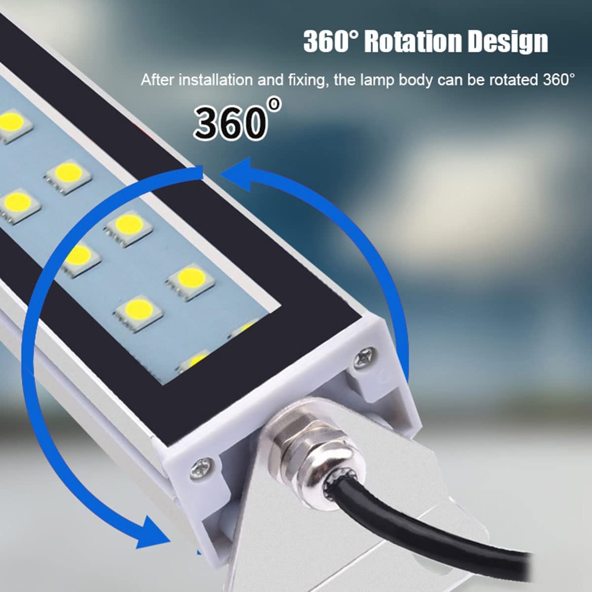Lampa Robocza Z Obudową Ze Stopu Aluminium Przeciwwybuchowego Obrotowa Lampa Rurowa 360°, Wodoodporna Lampa Warsztatowa LED Lampa Do Maszyn CNC Do Oświetlenia Przemysłowego(Size:15W,Color:110-220v)